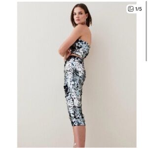 Karen Millen Black and Silver Sequin Skirt